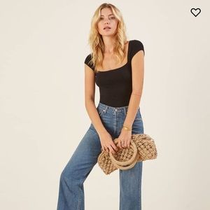 Reformation Bardot Top in Black size s